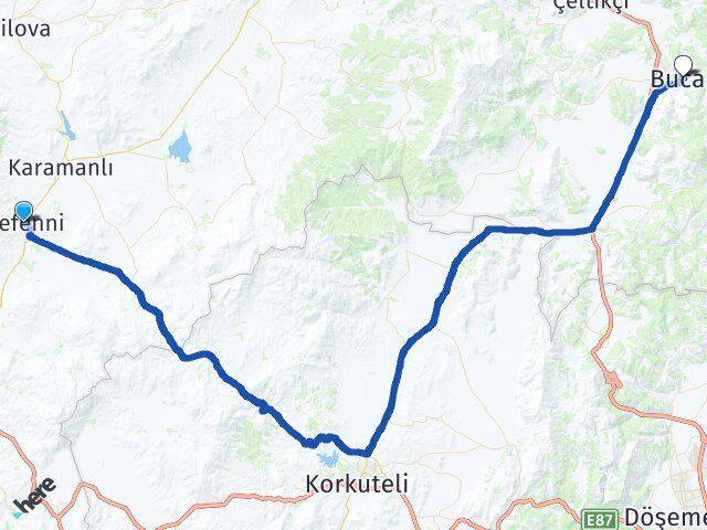 Burdur Tefenni Bucak Arası Kaç Km - Yol Haritası