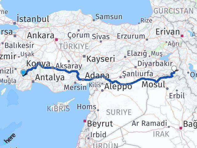 Burdur Tefenni Hakkari Arası Kaç Km - Yol Haritası
