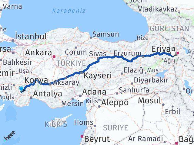 Burdur Tefenni Iğdır Arası Kaç Km - Yol Haritası