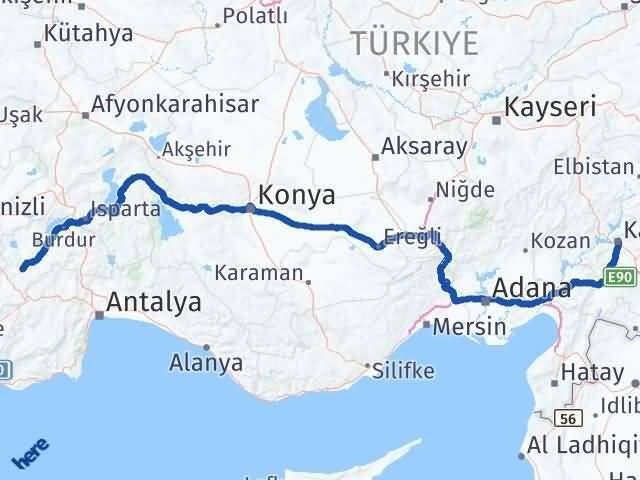 Burdur Tefenni Kahramanmaraş Arası Kaç Km - Yol Haritası