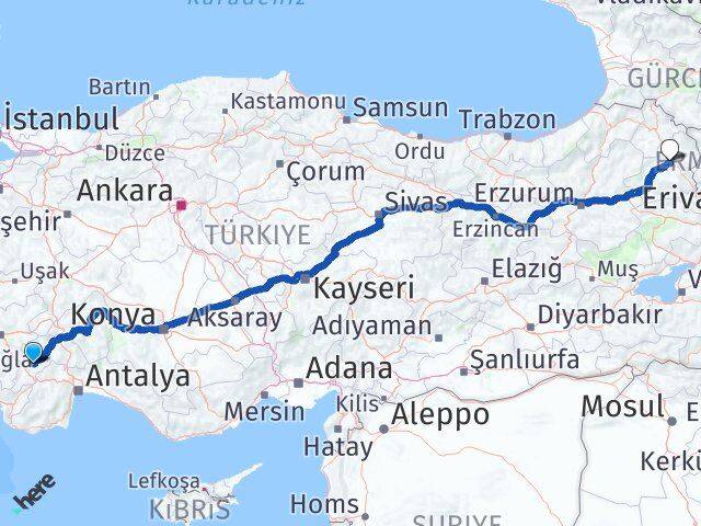 Burdur Tefenni Kars Arası Kaç Km - Yol Haritası