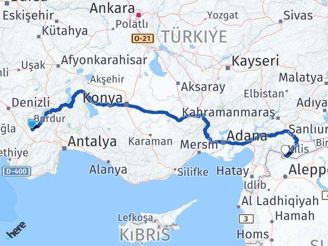 Burdur Tefenni Kilis Arası Kaç Km - Yol Haritası