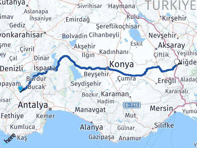 Burdur Tefenni Niğde Arası Kaç Km - Yol Haritası