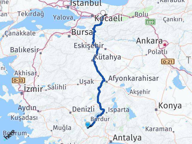 Burdur Tefenni Sakarya Arası Kaç Km - Yol Haritası
