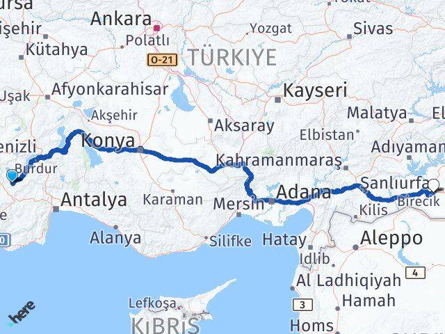 Burdur Tefenni Şanlıurfa Arası Kaç Km - Yol Haritası
