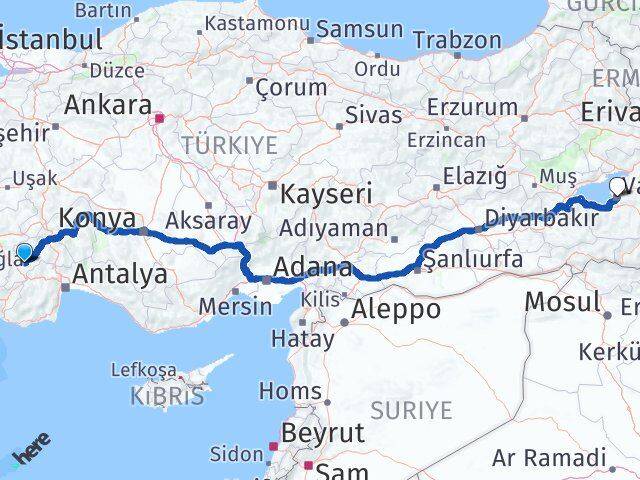 Burdur Tefenni Van Arası Kaç Km - Yol Haritası