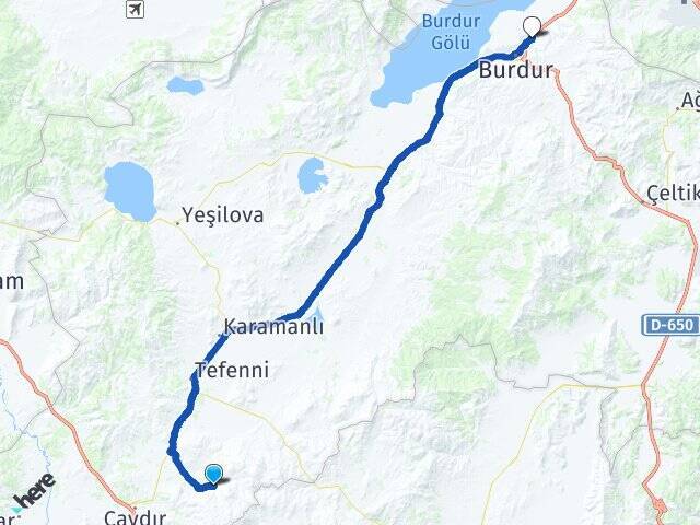 Yeşilköy Burdur Otogarı Arası Kaç Km - Yol Tarifi