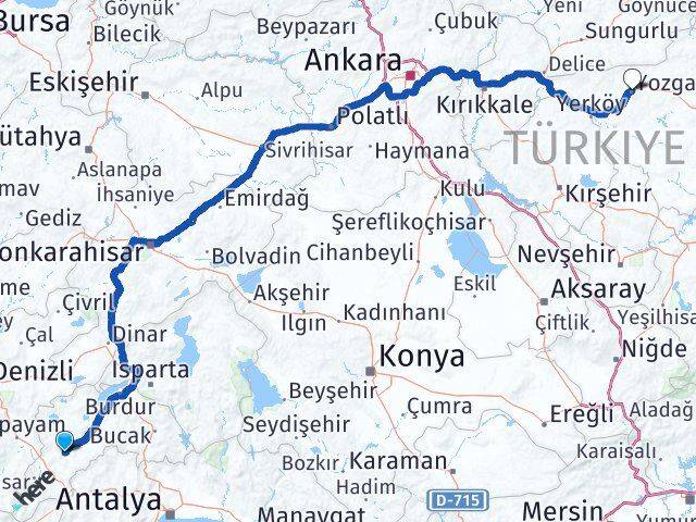 Burdur Tefenni Yozgat Arası Kaç Km - Yol Haritası