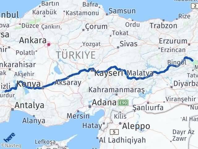 Burdur Varto Muş Arası Kaç Km - Yol Haritası