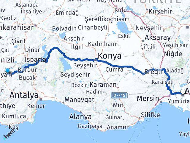 Burdur Yeşilova Salda Adana Arası Kaç Km - Yol Haritası