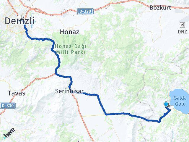 Burdur Yeşilova Salda Denizli Arası Kaç Km - Yol Haritası
