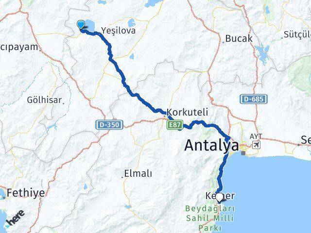 Salda Kemer Arası Kaç Km - Yol Tarifi