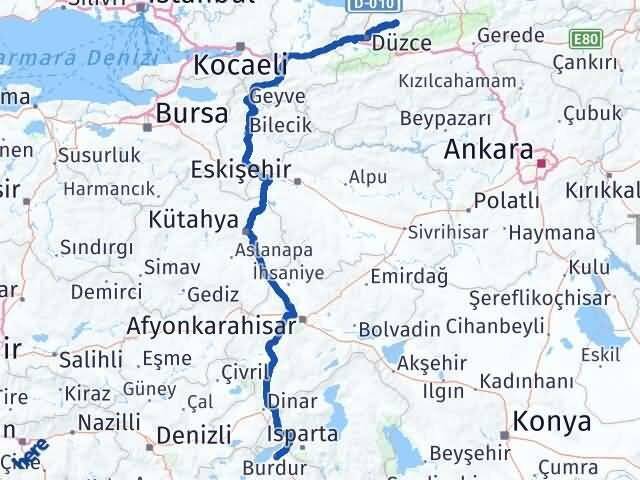 Burdur Yığılca Düzce Arası Kaç Km - Yol Haritası