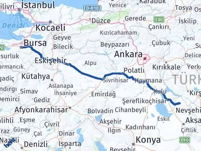 Bursa Ağaçören Aksaray Arası Kaç Km - Yol Haritası
