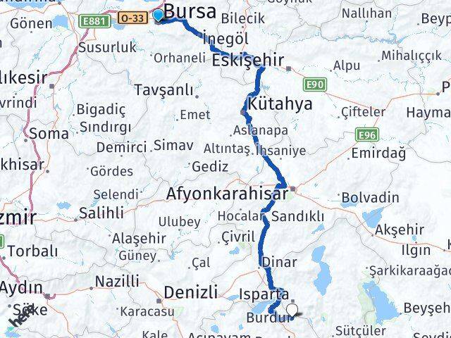 Bursa Ağlasun Burdur Arası Kaç Km - Yol Haritası