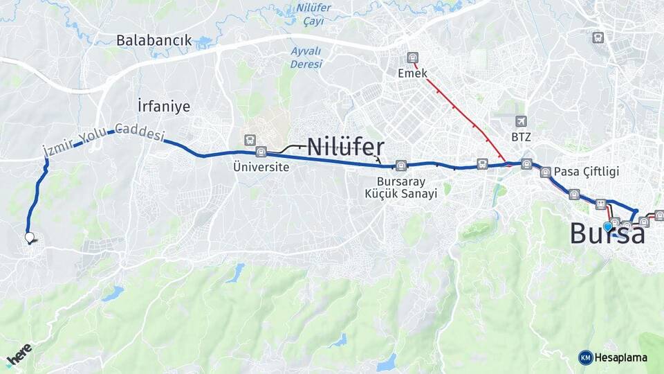 Bursa Akçalar Nilüfer Arası Kaç Km - Yol Haritası