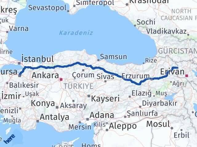 Bursa Akyaka Kars Arası Kaç Km - Yol Haritası