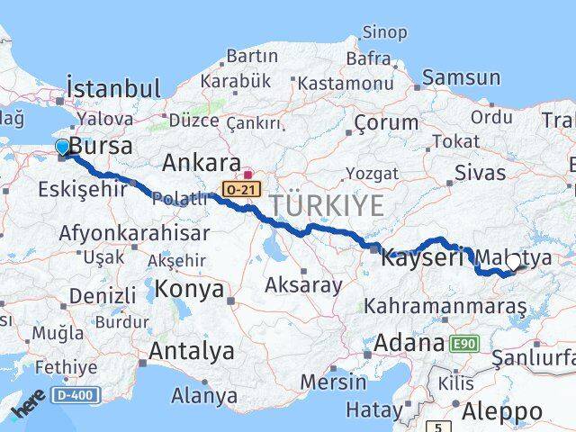 Bursa Battalgazi Malatya Arası Kaç Km - Yol Haritası