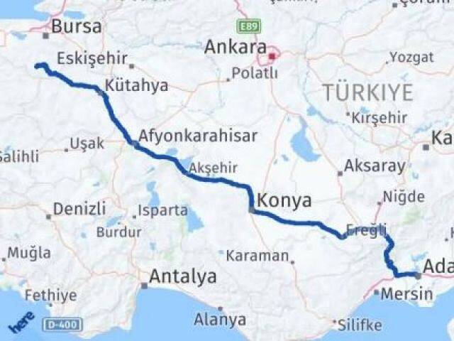 Bursa Büyükorhan Adana Arası Kaç Km - Yol Haritası