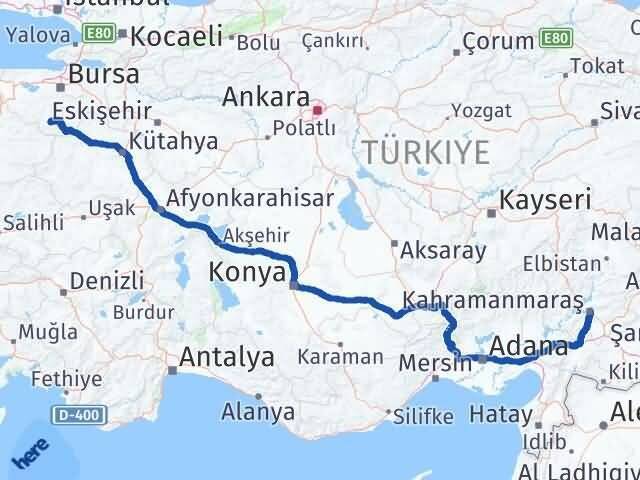Bursa Büyükorhan Kahramanmaraş Arası Kaç Km - Yol Haritası