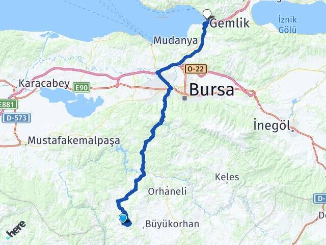 Sarnıç Gemlik İDO Feribot İskelesi Arası Kaç Km - Yol Tarifi
