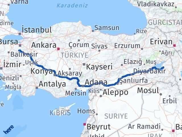 Bursa Büyükorhan Van Arası Kaç Km - Yol Haritası