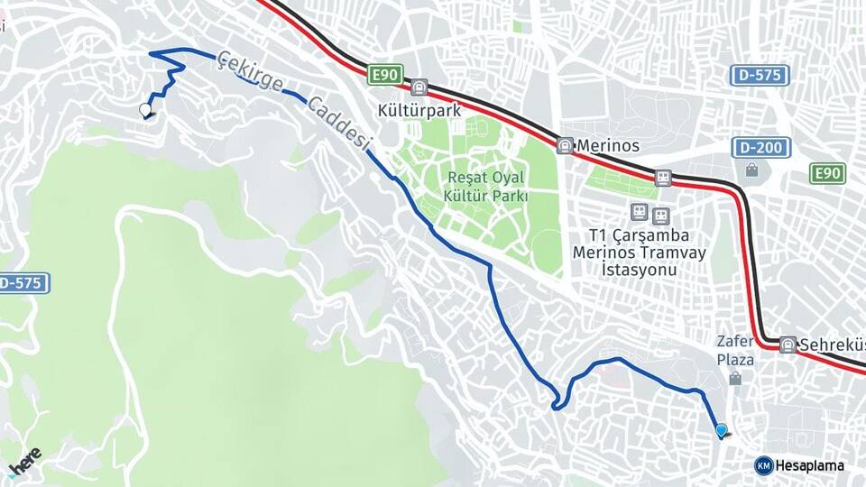 Bursa Çekirge Osmangazi Arası Kaç Km - Yol Haritası