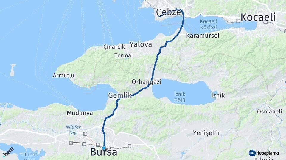 Bursa Darıca Kocaeli Arası Kaç Km - Yol Haritası