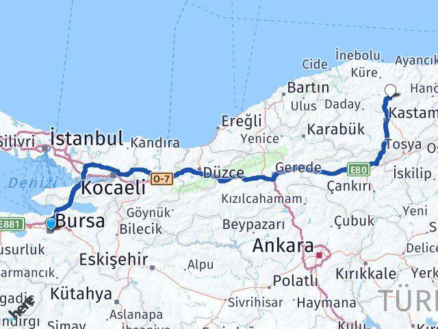 Bursa Devrekani Kastamonu Arası Kaç Km - Yol Haritası