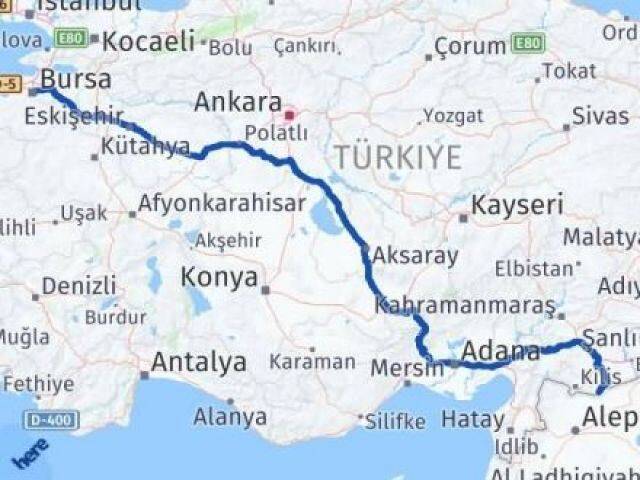 Bursa Elbeyli Kilis Arası Kaç Km - Yol Haritası