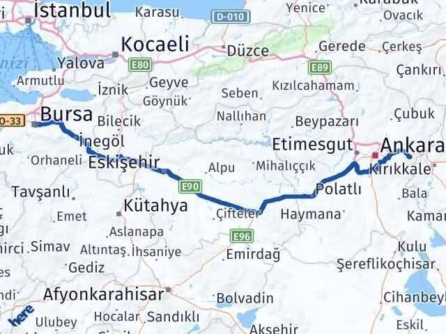Bursa Elmadağ Ankara Arası Kaç Km - Yol Haritası