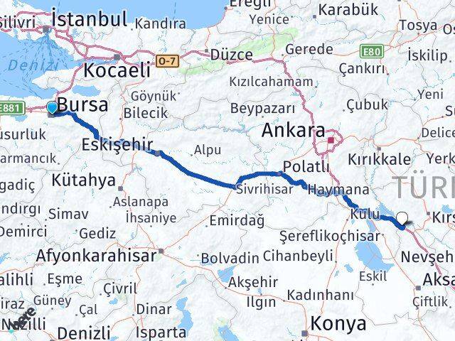 Bursa Evren Ankara Arası Kaç Km - Yol Haritası