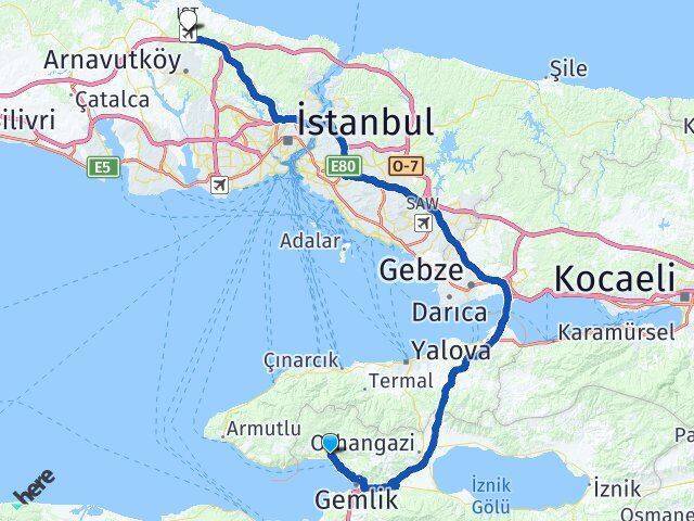 Büyükkumla İstanbul Havalimanı Arası Kaç Km - Yol Tarifi