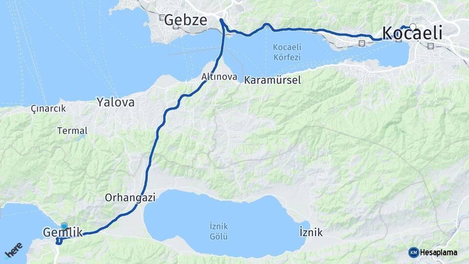 Bursa Gemlik Kocaeli Arası Kaç Km - Yol Haritası