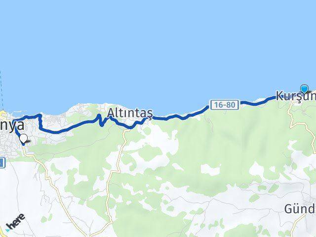 Kurşunlu Güzelyalı Burgaz Arası Kaç Km - Yol Tarifi