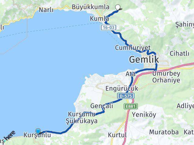 Kurşunlu Küçükkumla Arası Kaç Km - Yol Tarifi