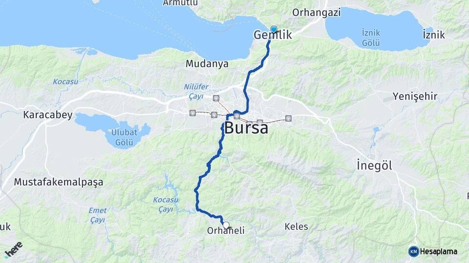 Bursa Gemlik Orhaneli Arası Kaç Km - Yol Haritası