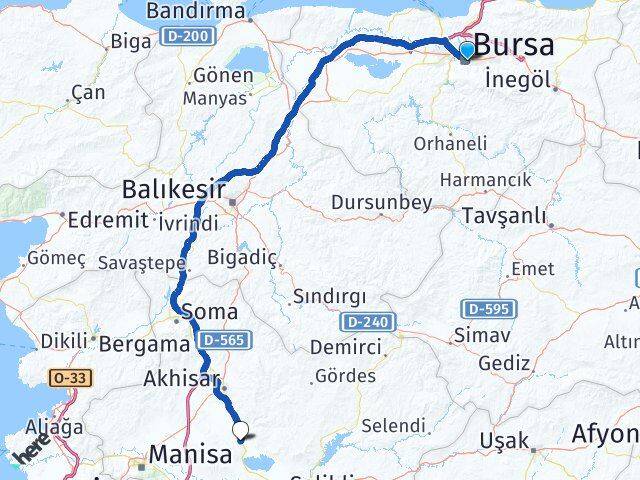 Bursa Gölmarmara Manisa Arası Kaç Km - Yol Haritası