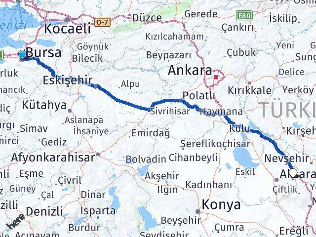 Bursa Gülağaç Aksaray Arası Kaç Km - Yol Haritası