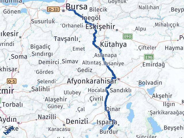 Bursa Gürsu Burdur Arası Kaç Km - Yol Haritası