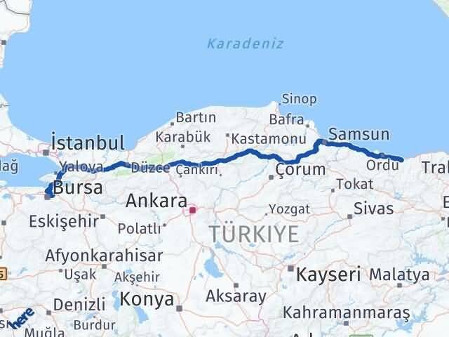 Gürsu Giresun Arası Kaç Km - Yol Tarifi