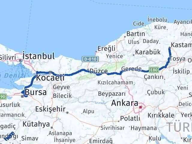 Bursa Gürsu Kastamonu Arası Kaç Km - Yol Haritası
