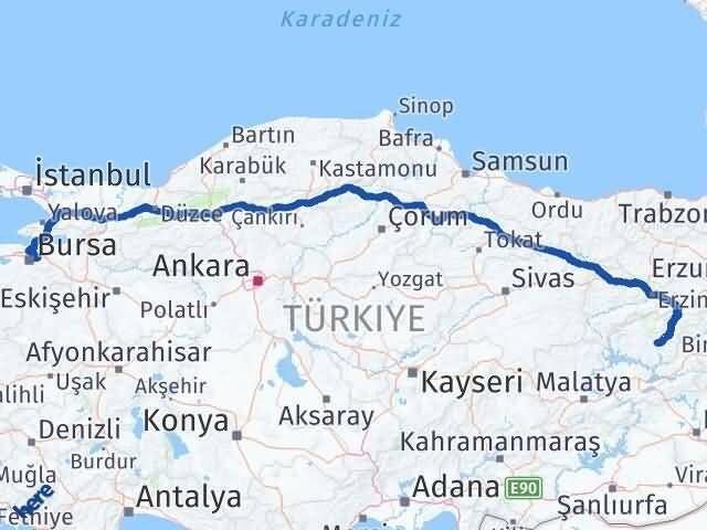 Bursa Gürsu Tunceli Arası Kaç Km - Yol Haritası