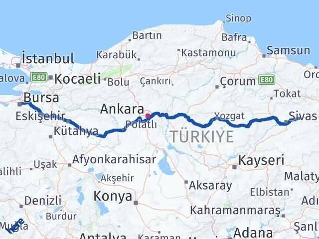 Bursa Hafik Sivas Arası Kaç Km - Yol Haritası
