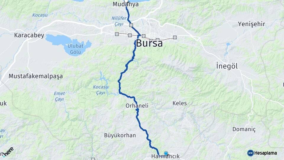Bursa Harmancık Mudanya Arası Kaç Km - Yol Haritası