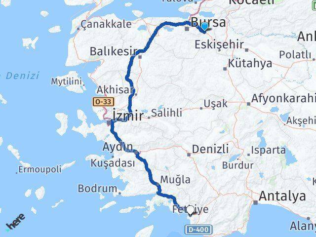 Akhisar Fethiye Arası Kaç Km - Yol Tarifi