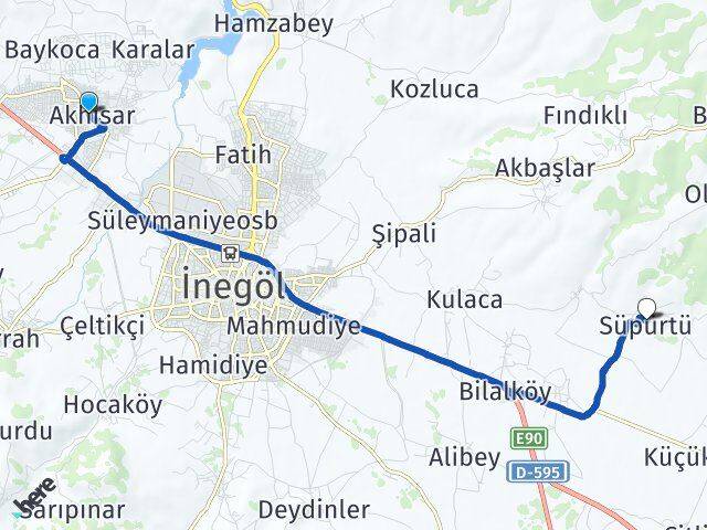 Akhisar Süpürtü Arası Kaç Km - Yol Tarifi