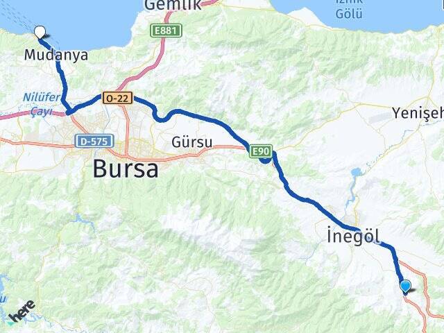 Gündüzlü Budo Bursa Deniz Otobüsleri Arası Kaç Km - Yol Tarifi