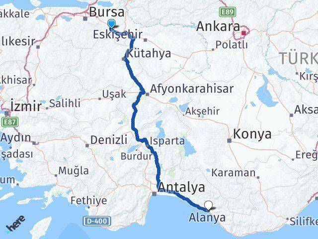 İhsaniye Alanya Arası Kaç Km - Yol Tarifi