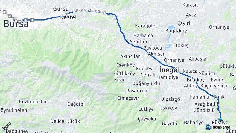 Rüştiye Bursa Arası Kaç Km - Yol Tarifi
